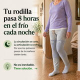 Rodilleras de bambú Bambu Compress para el dolor de rodilla nocturno, usadas por mujer adulta en pijama
