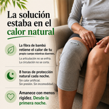 Rodillera de bambú con calor natural Bambu Compress para aliviar la rigidez, mujer adulta sentada en el sillón